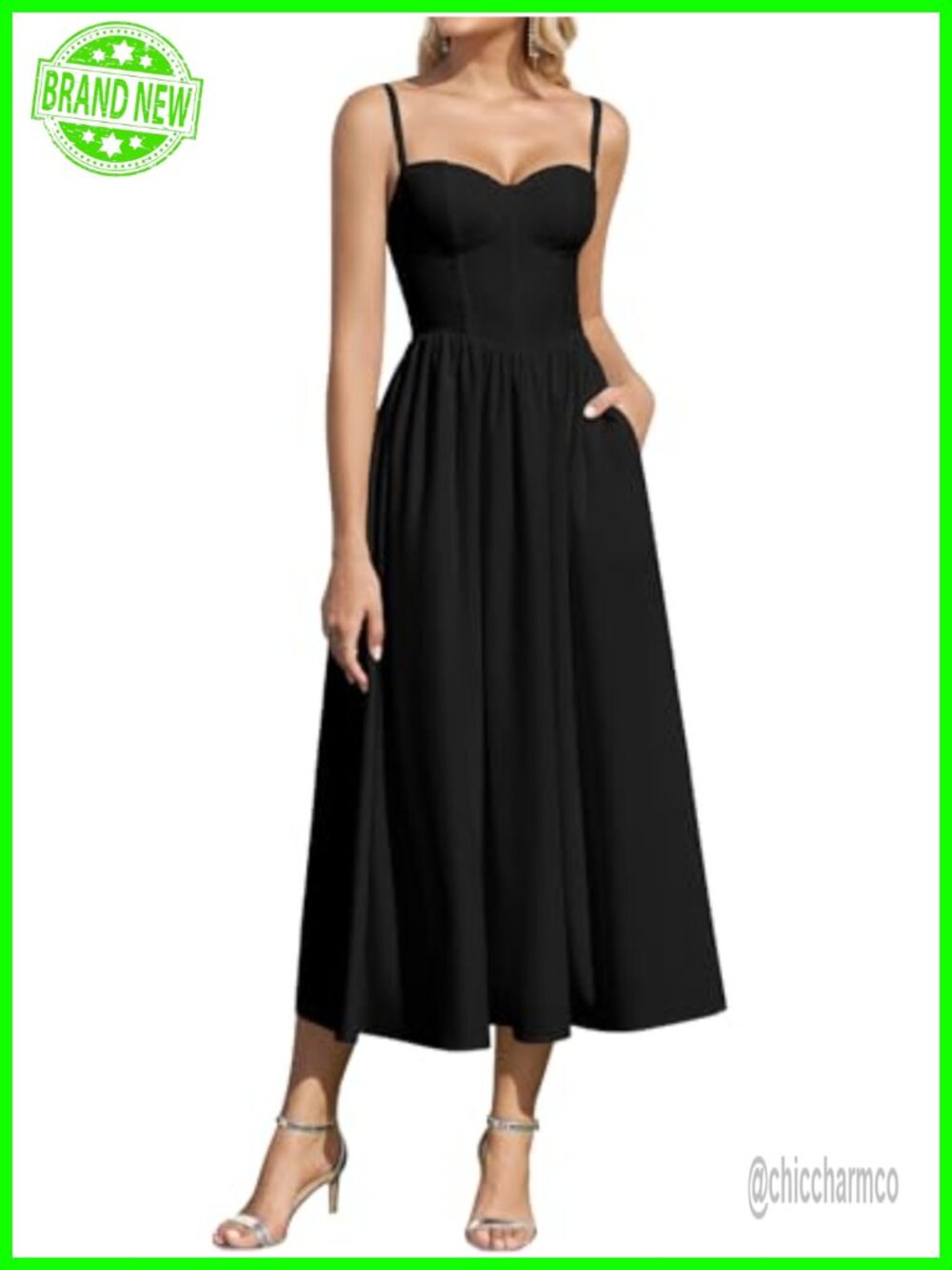 Women Floral Corset Midi Dress Sweetheart A-Line Summer